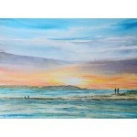 Mudeford Quay Sunrise watercolour by David Harvey